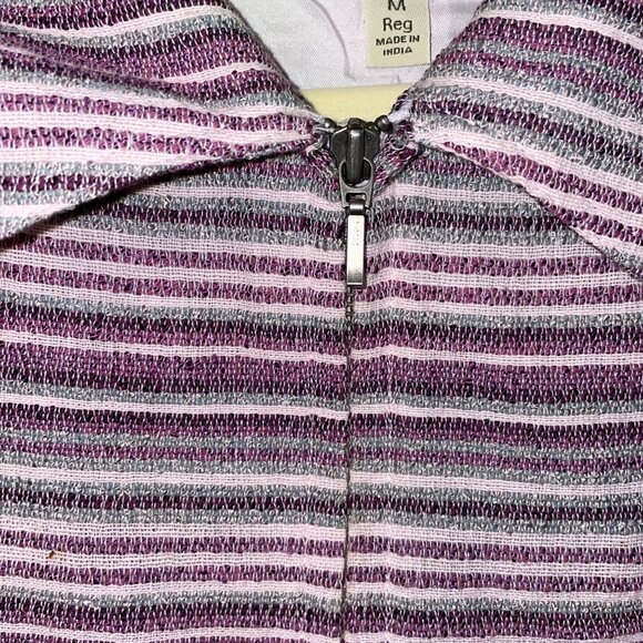 Cabelas Womens Striped Long Sleeve Jacket Medium Purple & Gray Zipper - Picture 3 of 7